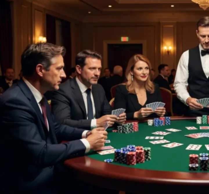 Stół pokerowy podczas emocjonującej nocy pokerowej